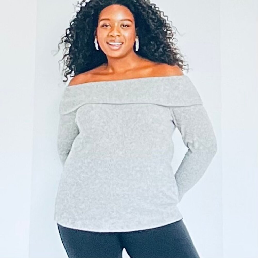 Maurices Shoulder Baring Rib Knit Sweater in Gray (1X) New with Tag